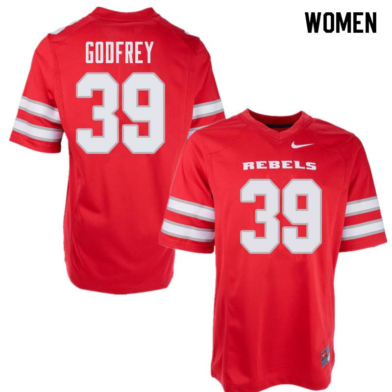 Women's UNLV Rebels #39 Daniel Godfrey College Football Jerseys Sale-Red - Click Image to Close